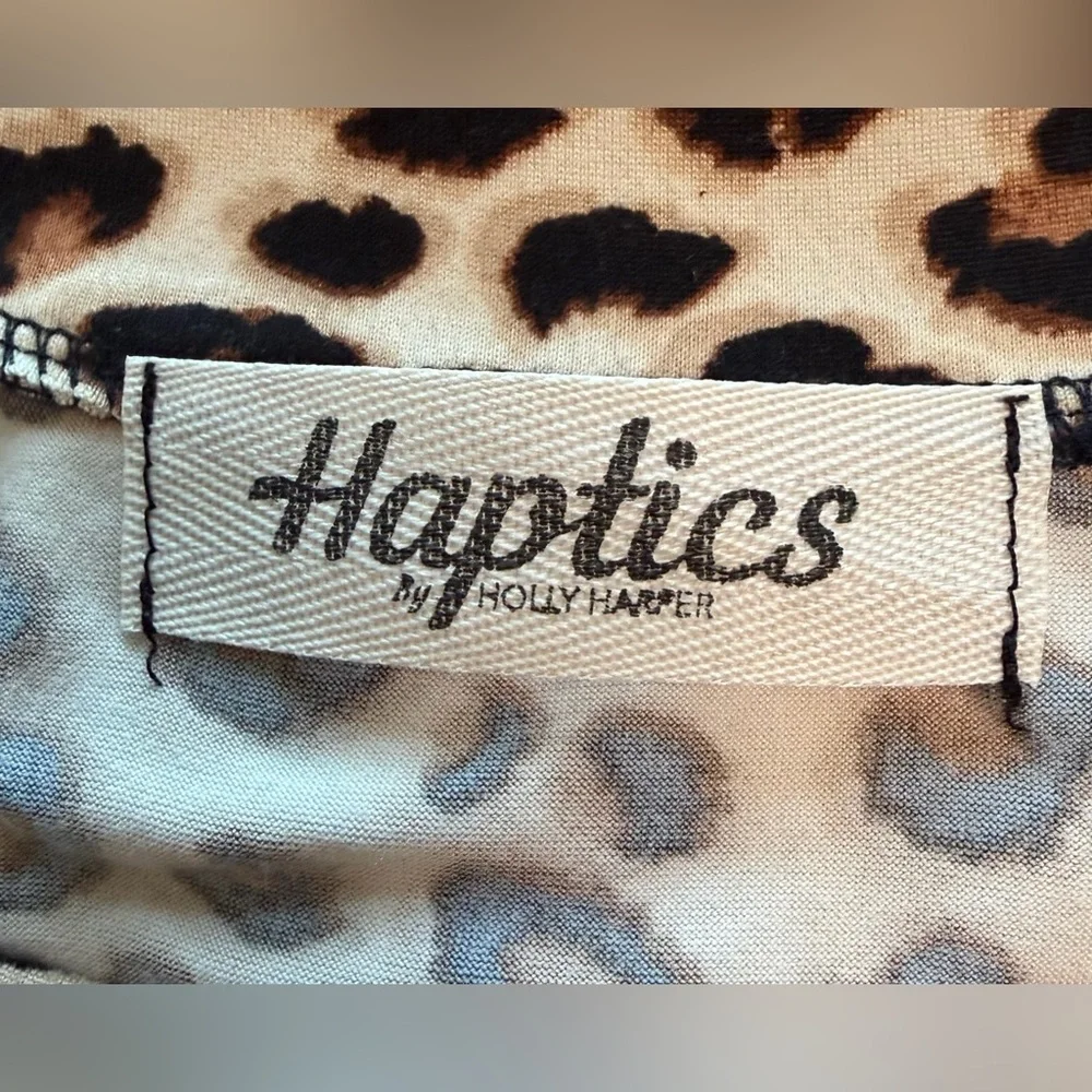 Leopard Print Short Sleeve Midi Dress - Beige/Black - Picture 6 of 11